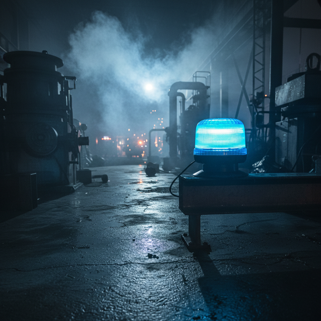 Blue beacon industrial night