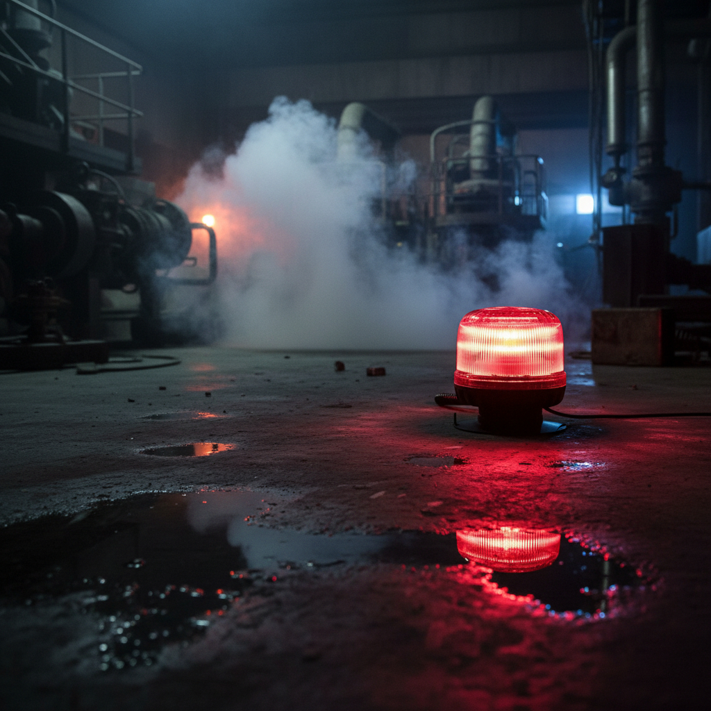 Red beacon industrial smoke