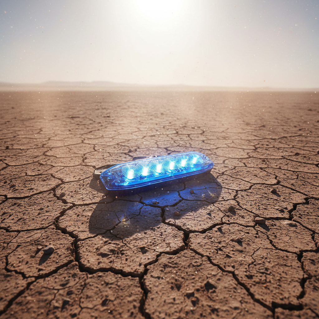 Thin Strobe in desert cracked earth