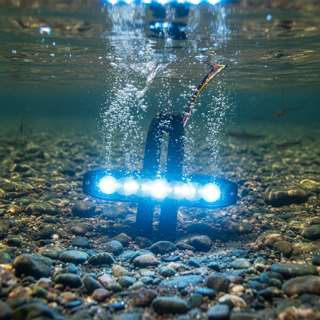 Thin Strobe underwater in river